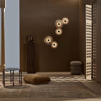 Modern Alabaster Round LED Flush Mount Wall Light