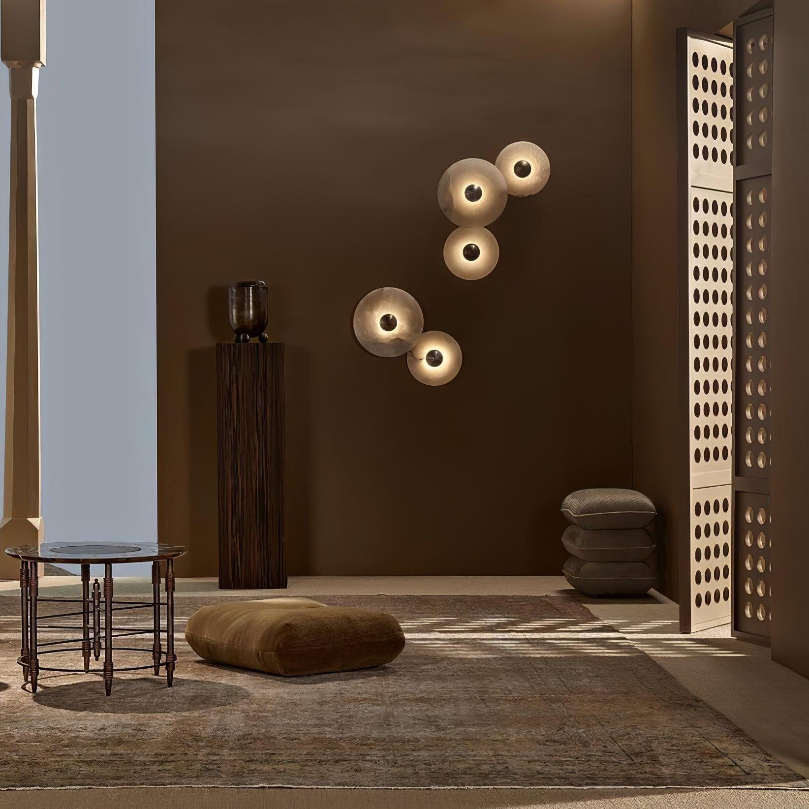 Modern Alabaster Round LED Flush Mount Wall Light