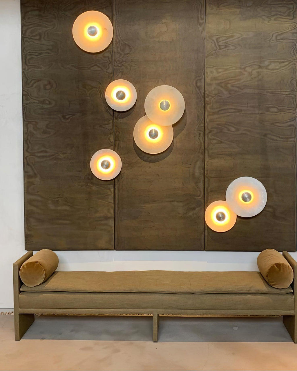 Modern Alabaster Round LED Flush Mount Wall Light