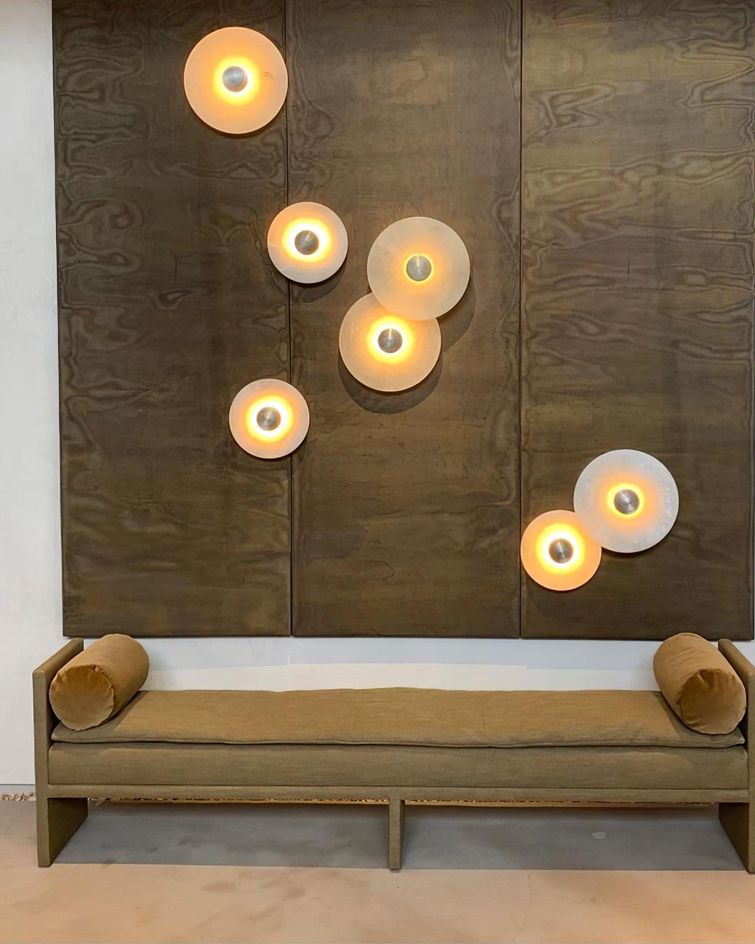 Modern Alabaster Round LED Flush Mount Wall Light