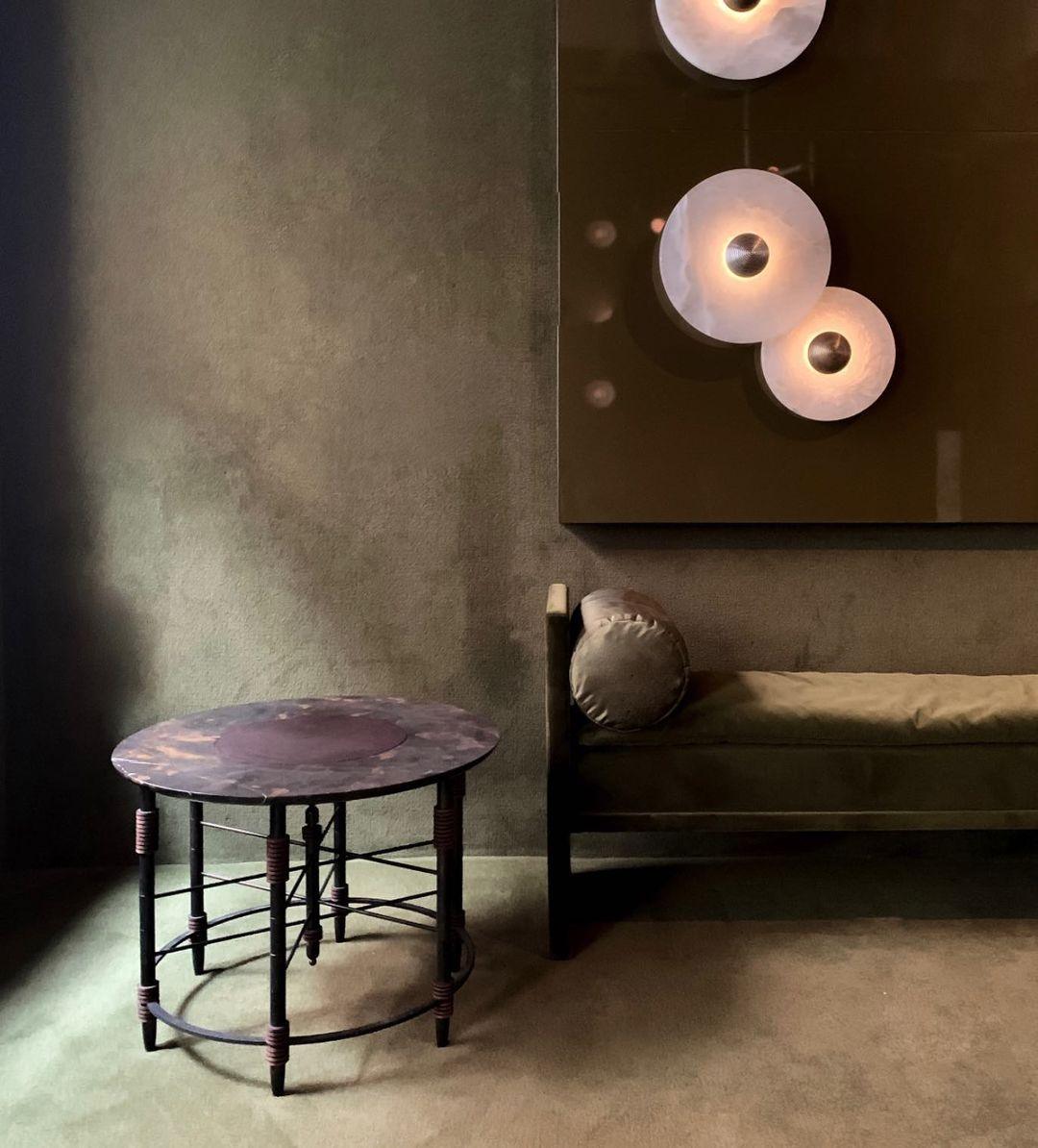 Modern Alabaster Round LED Flush Mount Wall Light