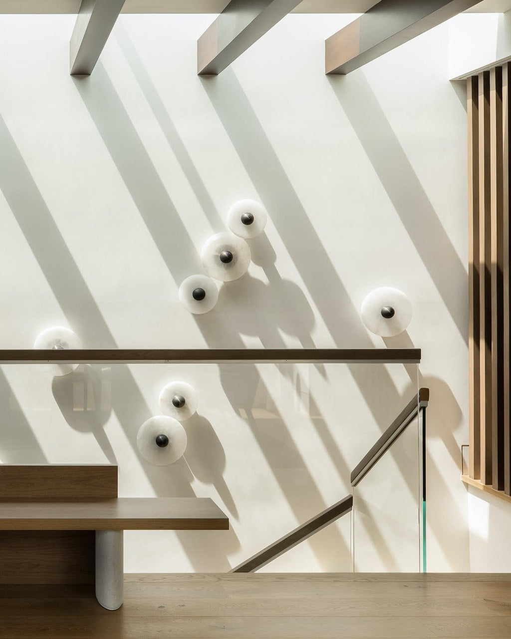 Modern Alabaster Round LED Flush Mount Wall Light