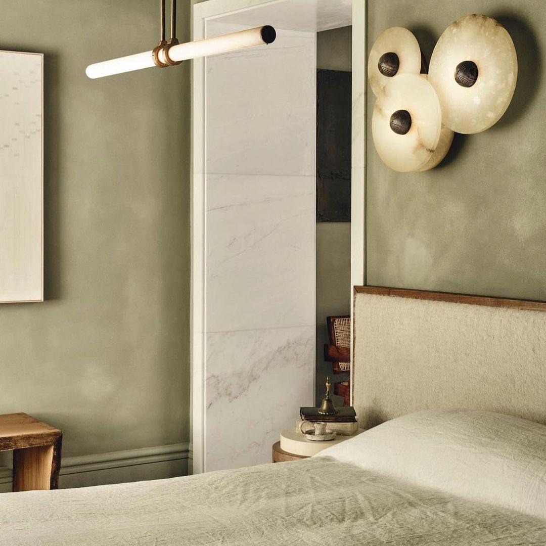 Modern Alabaster Round LED Flush Mount Wall Light