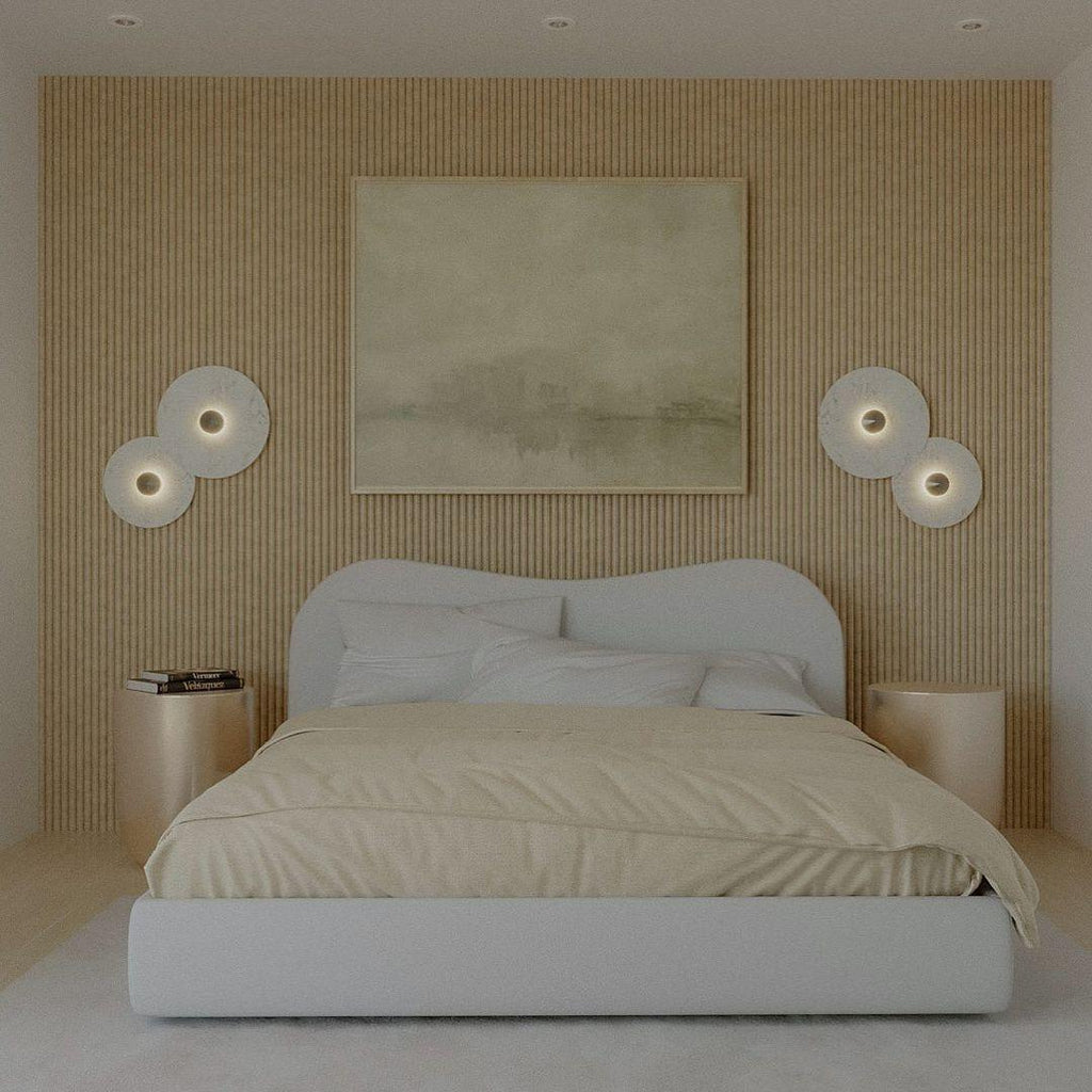Modern Alabaster Round LED Flush Mount Wall Light