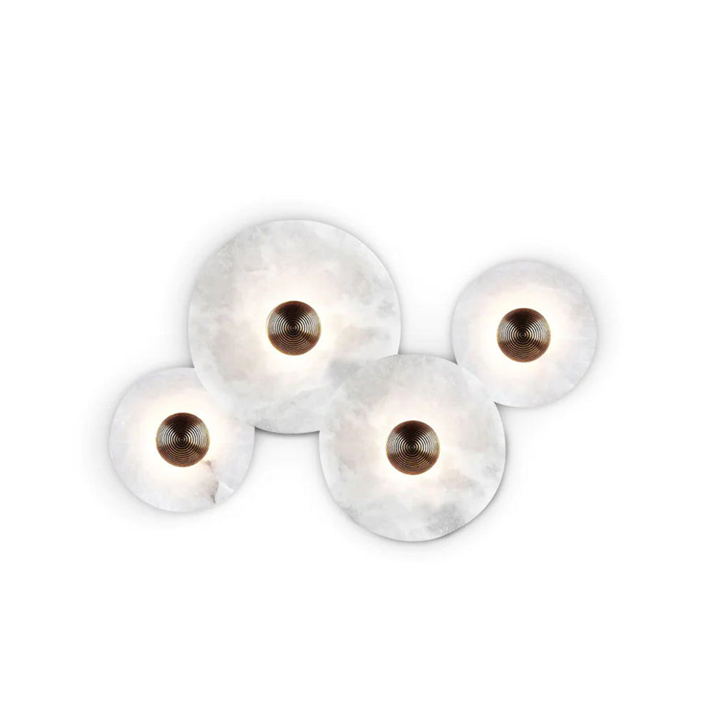 Modern Alabaster Round LED Flush Mount Wall Light