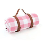 Plaid Picnic Blanket Foldable Outdoor Mat with Carry Strap
