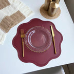 Round Faux Leather Placemats Waterproof Embossed Dining Table Set - Image 9