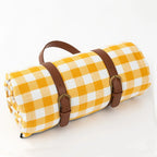 Plaid Picnic Blanket Foldable Outdoor Mat with Carry Strap