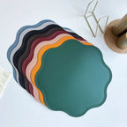 Round Faux Leather Placemats Waterproof Embossed Dining Table Set - Image 5
