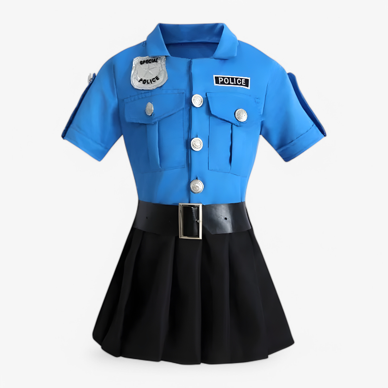 Girls Police Officer Costume Set Hat Accessories - Image 2