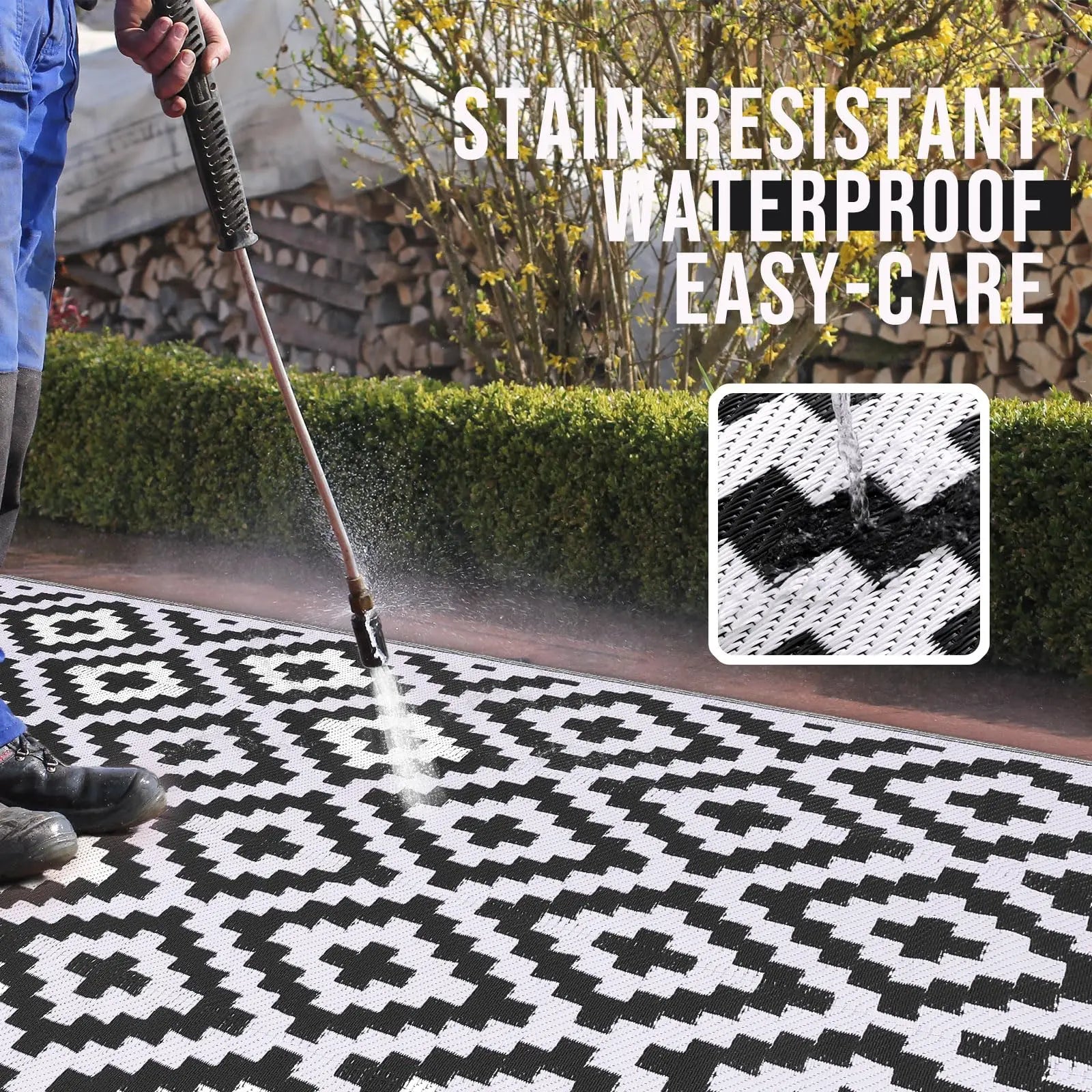 Outdoor Rug Reversible Waterproof Patio Mat Weatherproof Easy Clean - Image 4