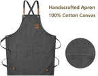 Canvas Apron Unisex Chef Work Apron Pockets Adjustable Durable - Image 2