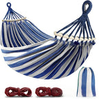 Double Hammock Canvas Anti-Roll Swing Bed Wooden Spreader Bars Camping Outdoor
