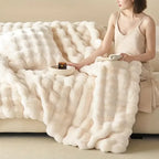 Reversible Bubble Pattern Blanket Cozy All-Season Home Throw