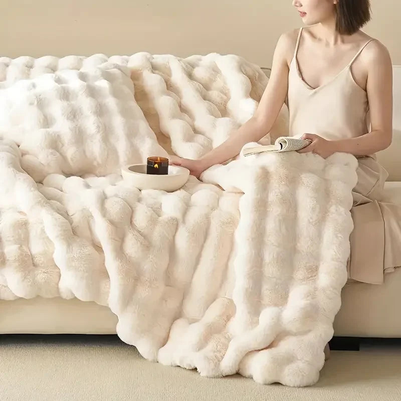 Reversible Textured Blanket for Sofa, Bed or Living Room