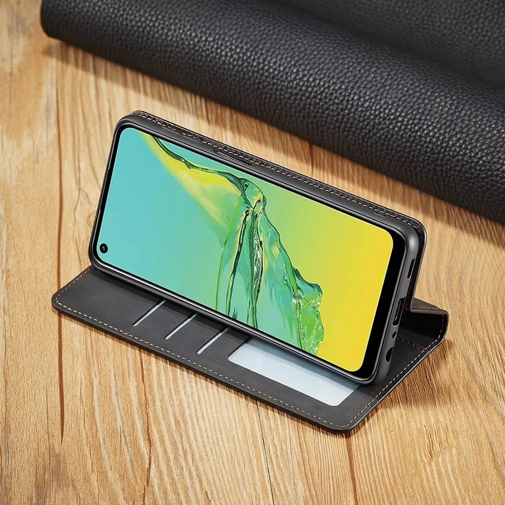 Leather Wallet Phone Case Magnetic Flip Closure - Image 2