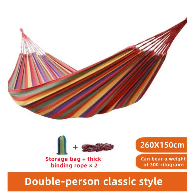 Canvas Hammock | Striped Double Swing Bed – Indoor & Outdoor Camping Hammock - Image 5