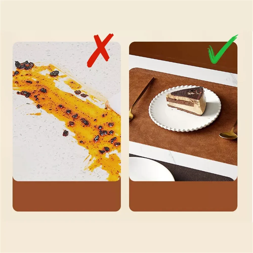 Faux Leather Placemats Waterproof Heat Resistant Double Sided Dining Table Mats - Image 4