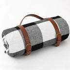 Plaid Picnic Blanket Foldable Outdoor Mat with Carry Strap