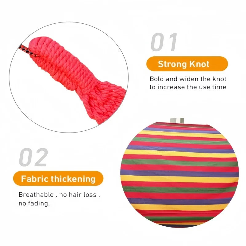 Canvas Hammock | Striped Double Swing Bed – Indoor & Outdoor Camping Hammock - Image 6