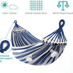 Double Hammock Canvas Anti-Roll Swing Bed Wooden Spreader Bars Camping Outdoor - Image 3