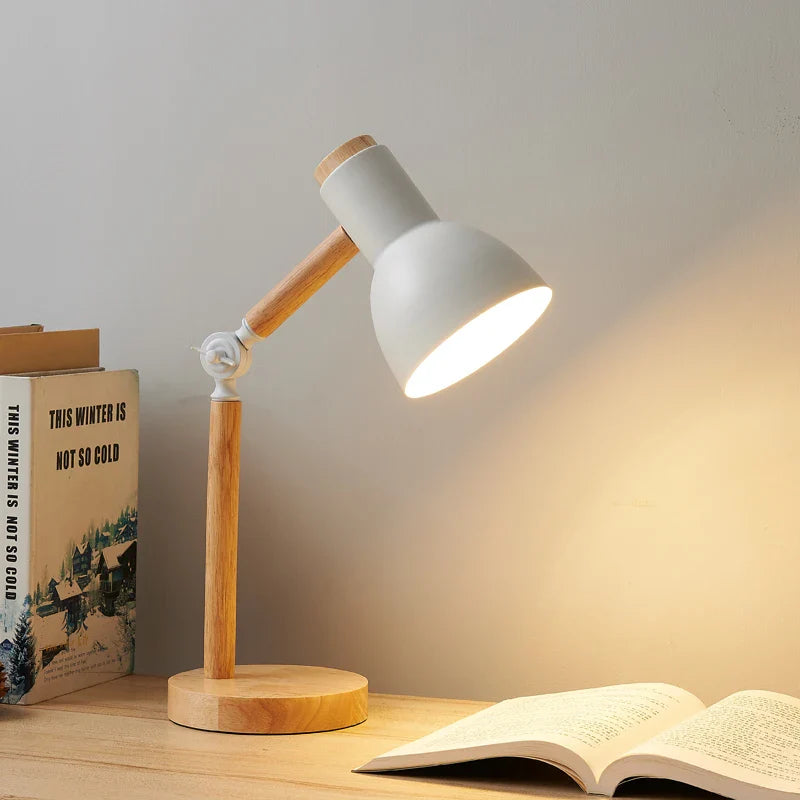 Wood Desk Lamp Adjustable Nordic Wooden Bedside Table Light - Image 4