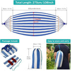 Double Hammock Canvas Anti-Roll Swing Bed Wooden Spreader Bars Camping Outdoor - Image 4