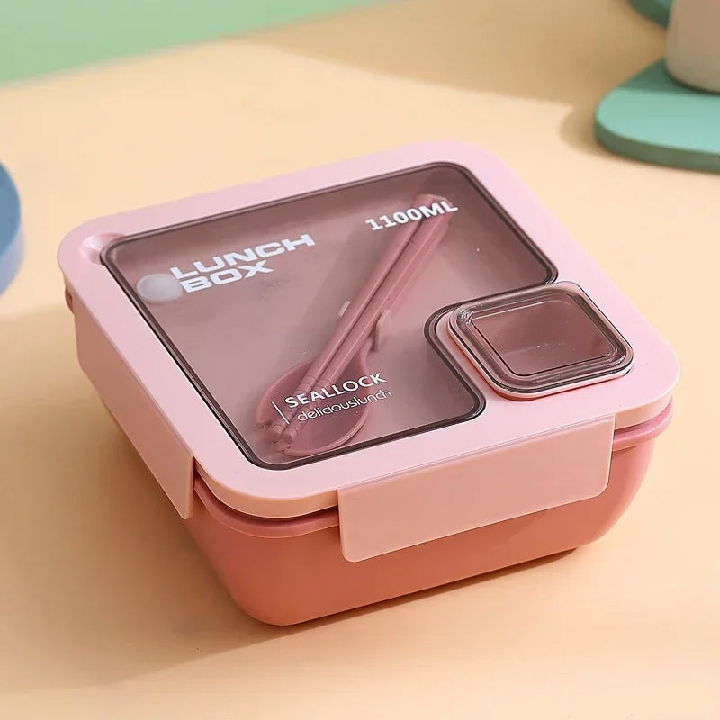 Leak Proof Bento Lunch Box Cutlery Microwave Safe Meal Prep Container - Image 4