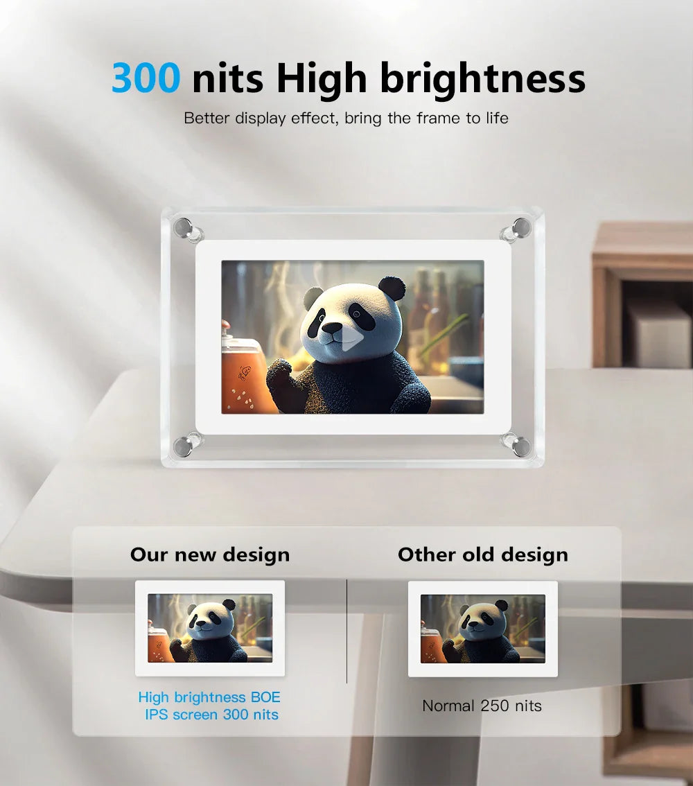 Portable Digital Photo Frame Acrylic IPS Display Rechargeable Home Decor - Image 6