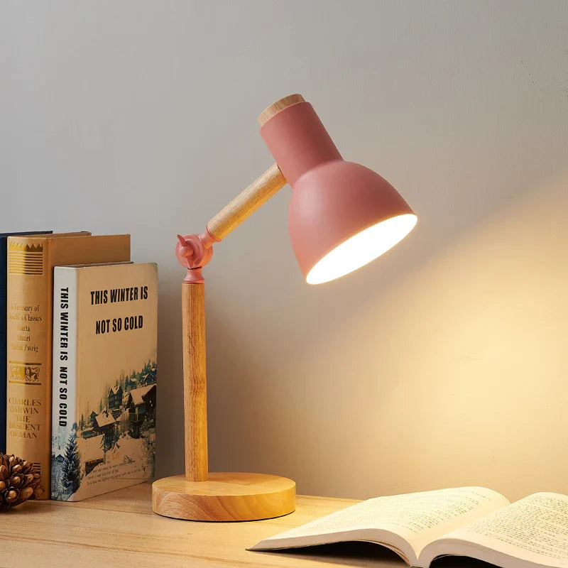 Wood Desk Lamp Adjustable Nordic Wooden Bedside Table Light - Image 2