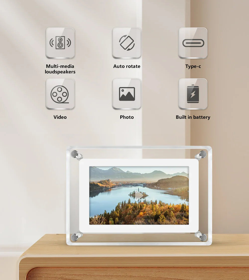 Portable Digital Photo Frame Acrylic IPS Display Rechargeable Home Decor - Image 9