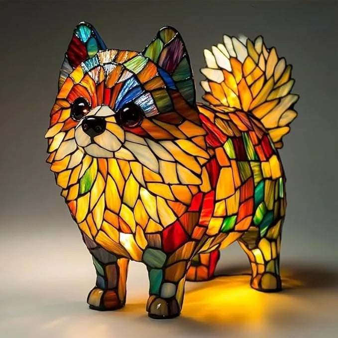 Colorful Dog Figurine Table Lamp Playful Artistic Home Décor