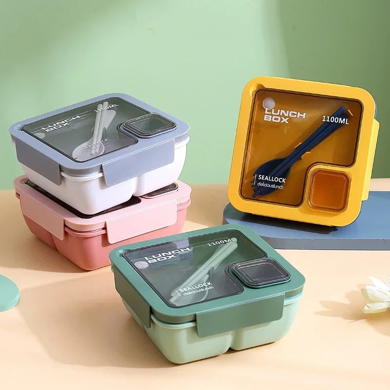Leak Proof Bento Lunch Box Cutlery Microwave Safe Meal Prep Container - Image 2