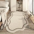 Irregular Shaped Rug Cream Non-Slip Soft Plush Minimalist Area Carpet - Image 2