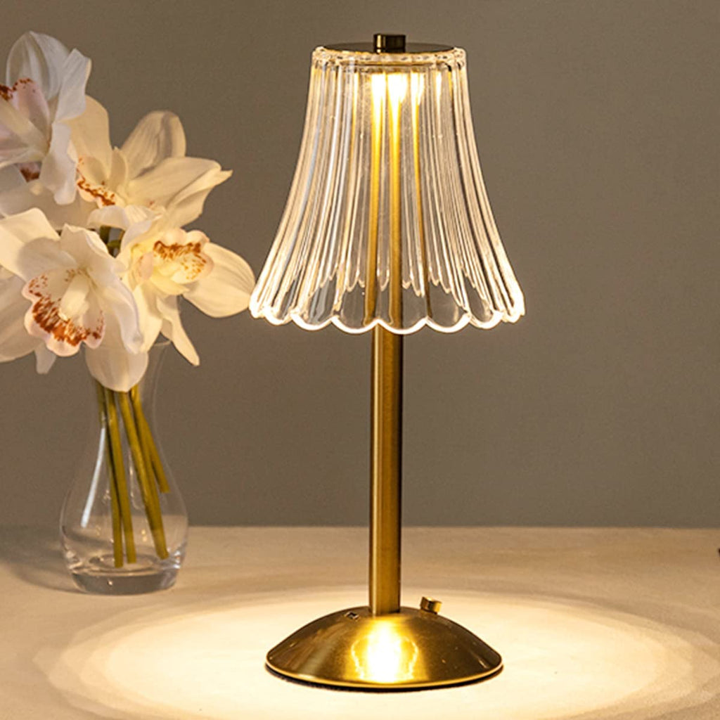 Golden Crystal Glass Table Lamp in Decorative Design with Sparkling Shade