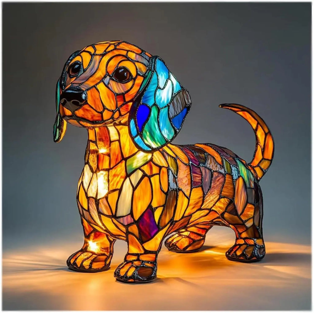 Colorful Dog Figurine Table Lamp Playful Artistic Home Décor