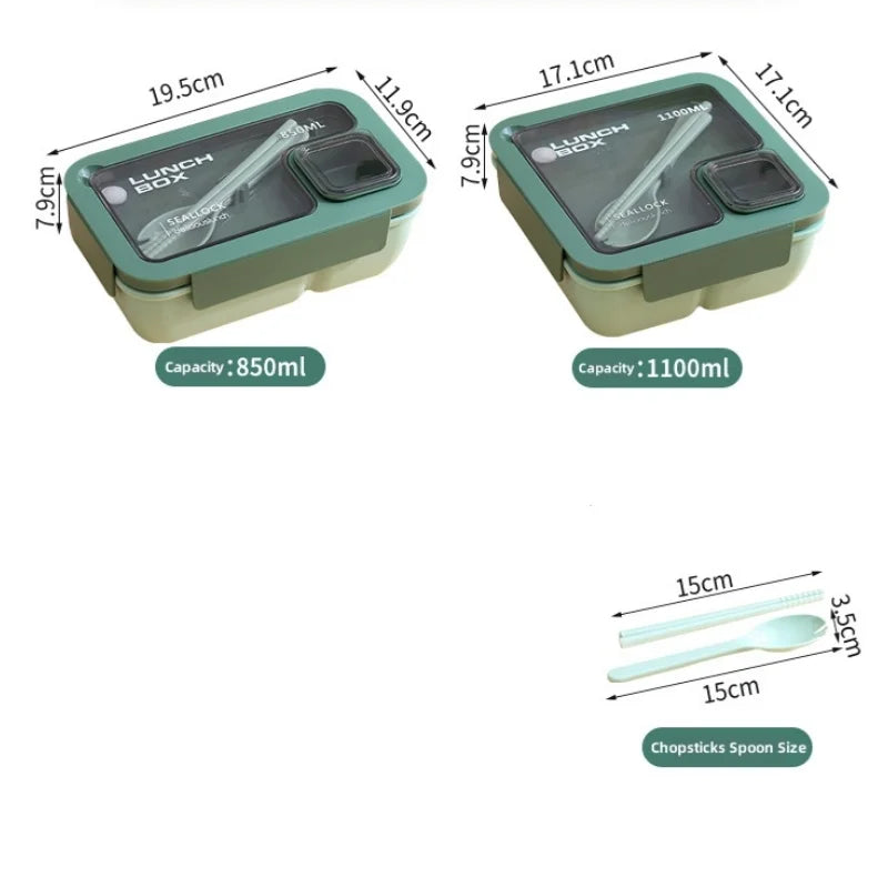 Leak Proof Bento Lunch Box Cutlery Microwave Safe Meal Prep Container - Image 6