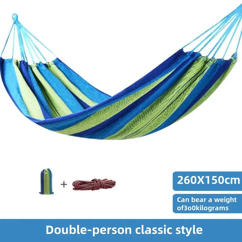 Canvas Hammock | Striped Double Swing Bed – Indoor & Outdoor Camping Hammock - Image 4