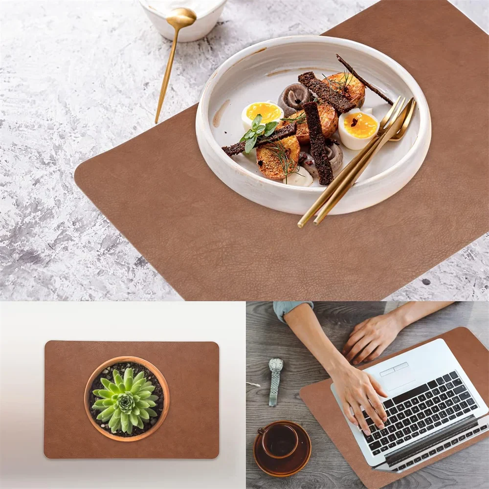 Faux Leather Placemats Waterproof Heat Resistant Double Sided Dining Table Mats - Image 6