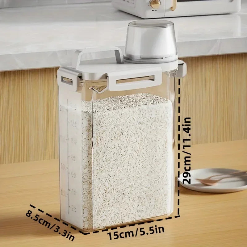 Airtight Food Storage Container Rice Cereal Flour Dispenser Measuring Cup - Image 4