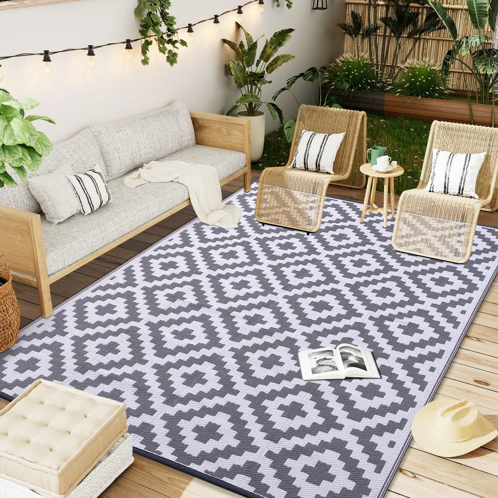Outdoor Rug Reversible Waterproof Patio Mat Weatherproof Easy Clean - Image 9