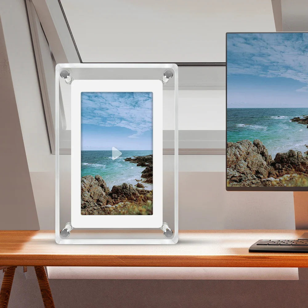 Portable Digital Photo Frame Acrylic IPS Display Rechargeable Home Decor