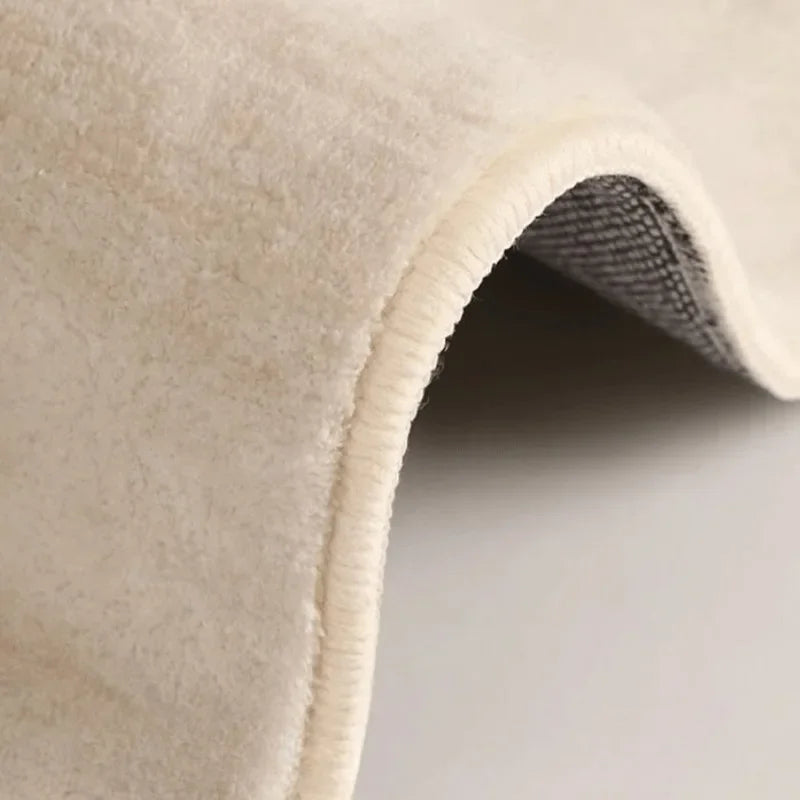 Irregular Shaped Rug Cream Non-Slip Soft Plush Minimalist Area Carpet - Image 5