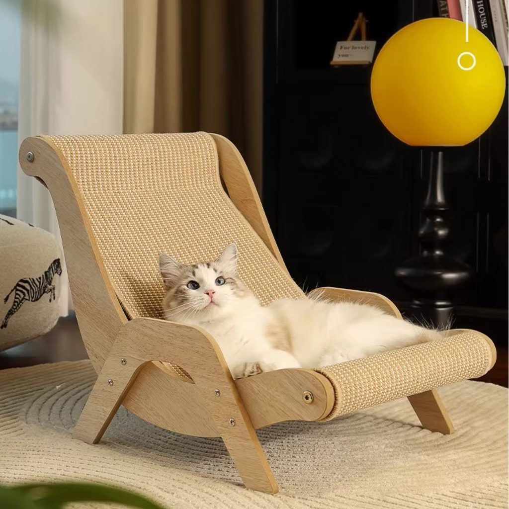 Cat Scratching Lounger Sisal Scratcher 2 in 1 Bed Durable Wooden