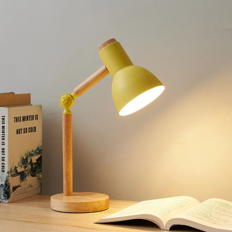 Wood Desk Lamp Adjustable Nordic Wooden Bedside Table Light - Image 3