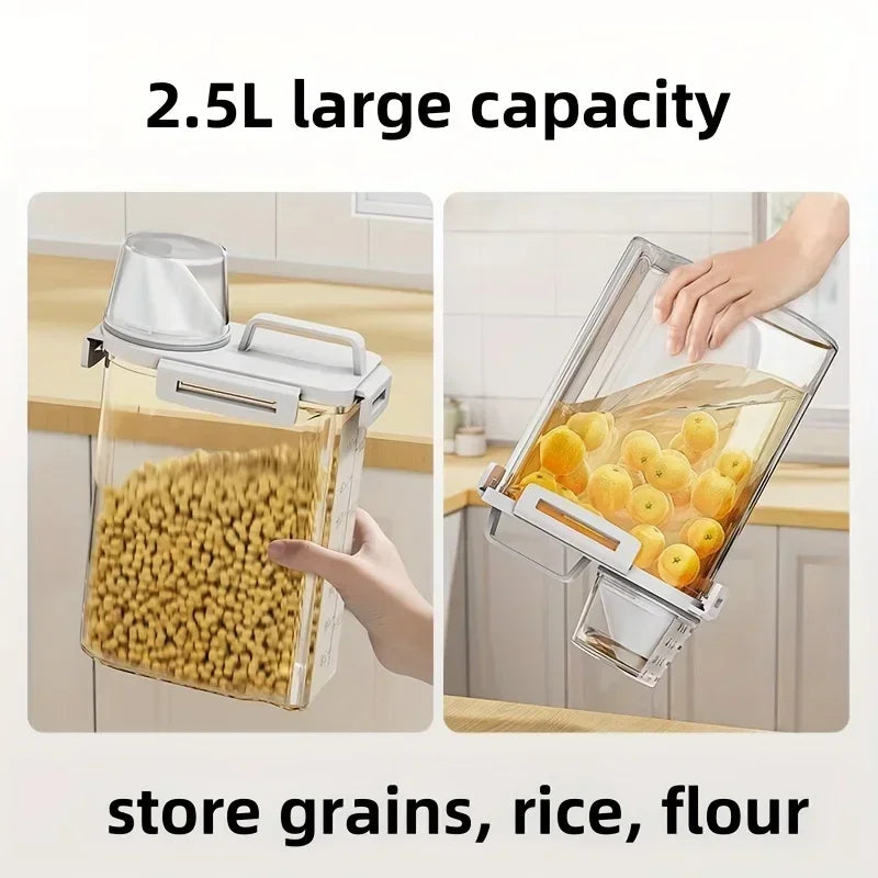 Airtight Food Storage Container Rice Cereal Flour Dispenser Measuring Cup - Image 5