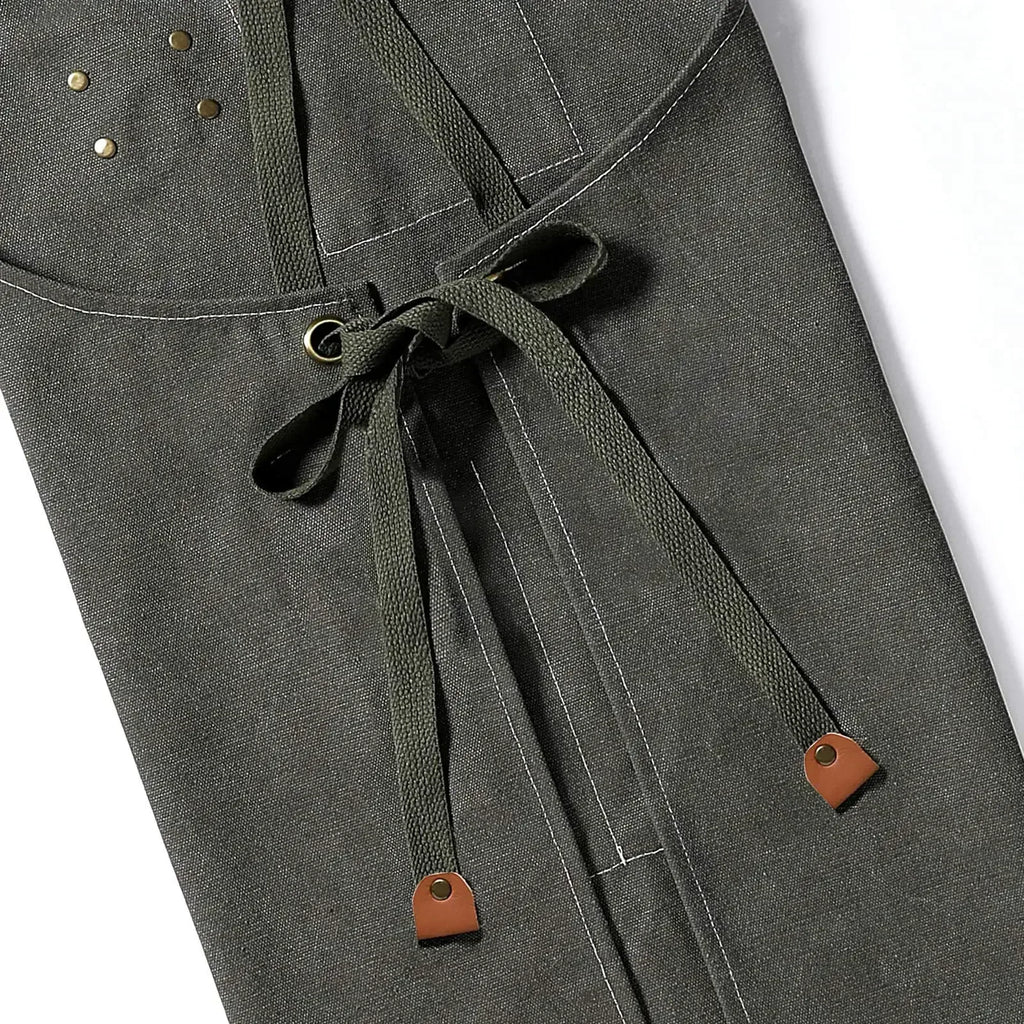 Canvas Apron Unisex Chef Work Apron Pockets Adjustable Durable - Image 3