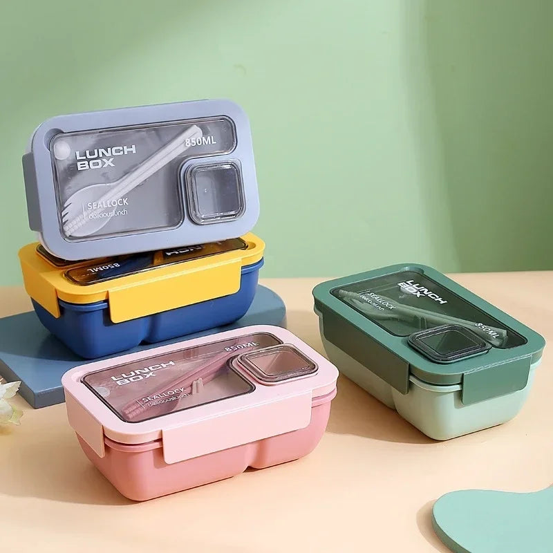 Leak Proof Bento Lunch Box Cutlery Microwave Safe Meal Prep Container