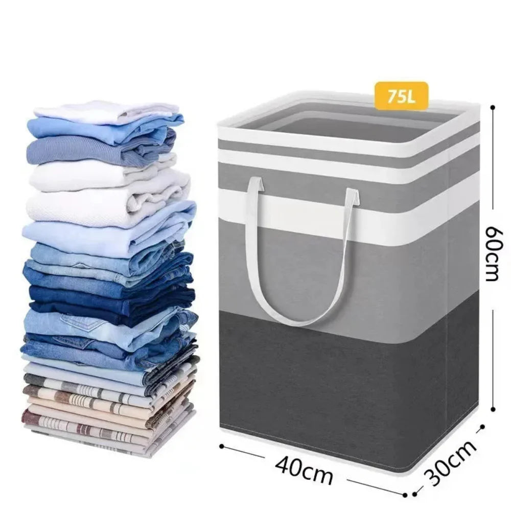 Laundry Hamper 75L Foldable Waterproof Fabric Clothes Basket Handles - Image 9