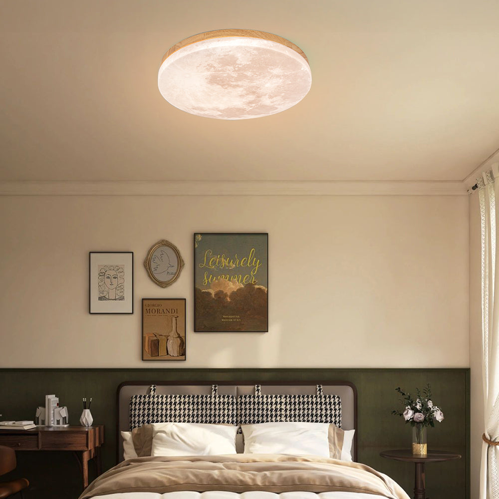 Moon Round Flush Ceiling Light Soft Ambient Indoor Lighting